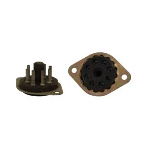 VINTAGE OCTAL CHASSIS MOUNT PLUG BLACK NOS X1PC