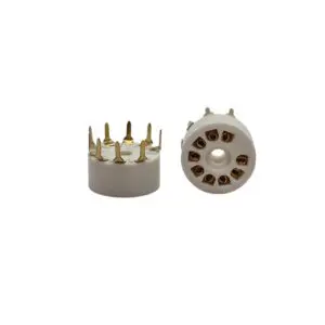 B9A PCB CERAMIC GOLD PIN VALVE SOCKET X2PCS (SIPMG) (G45B)