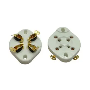 UX4 CERAMIC CHASSIS MOUNT GOLD PLATED 4 PIN VALVE TUBE SOCKET X1PC (T2B)